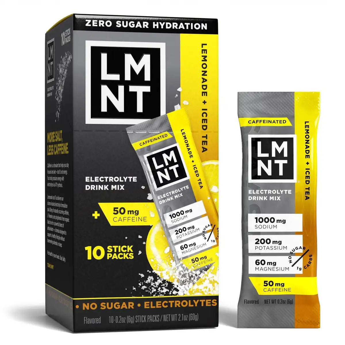 LMNT Zero-Sugar Lemonade Iced Tea Salt Electrolytes Drink - 10ct/2.1oz