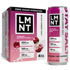 LMNT Zero Sugar Black Cherry Sparkling Electrolyte Drink - 4pk/12 fl oz Cans